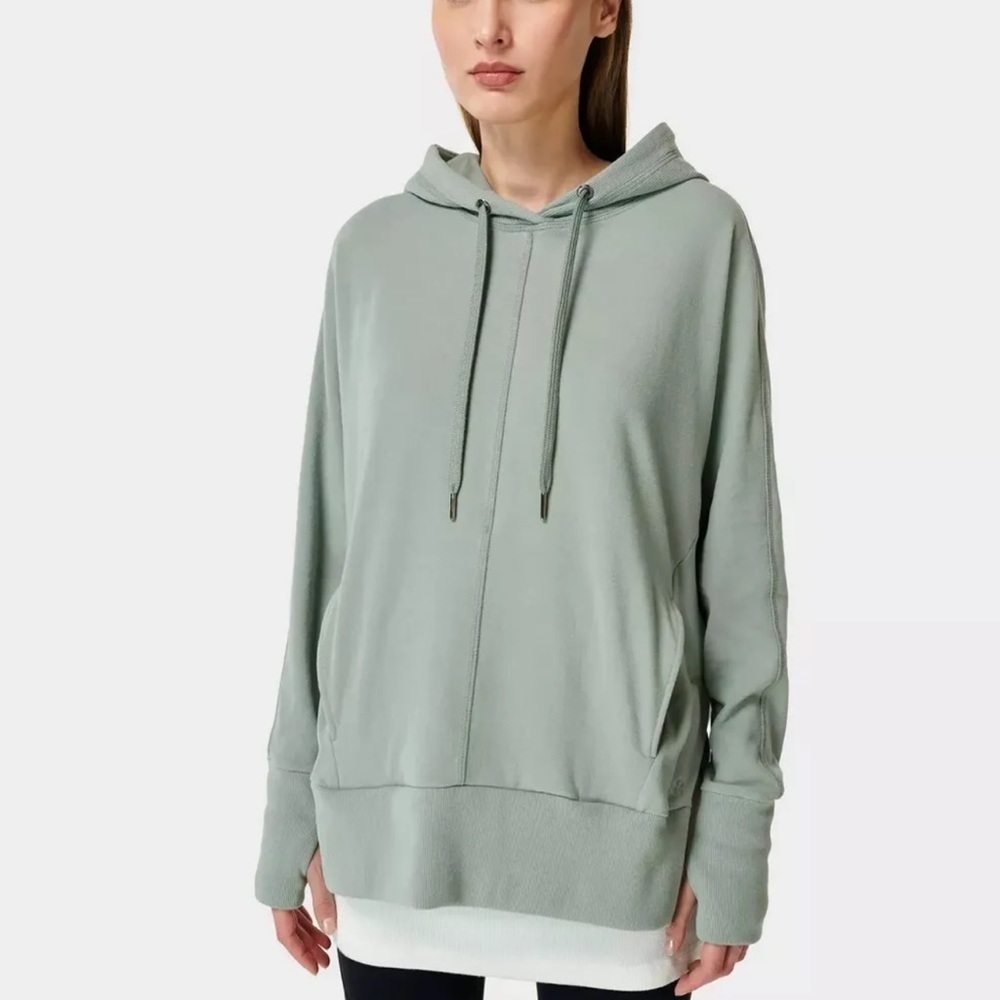 Sweaty Betty Liberate Luxe Fleece Pullover Hoodie In Mist Blue Pullover Sz US 4